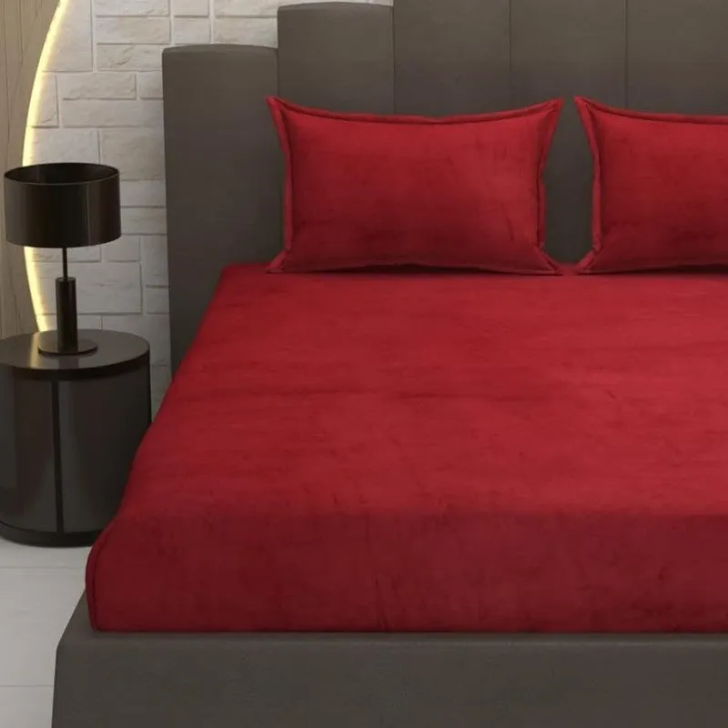 SolidLuxe Woolen Bedsheet (Red) - 150 GSM media 3
