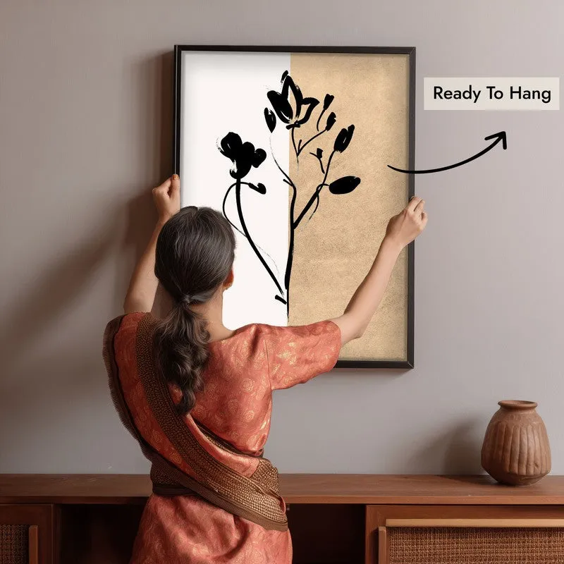 Dual Bloom Canvas Wall Painting With Black Frame media 6