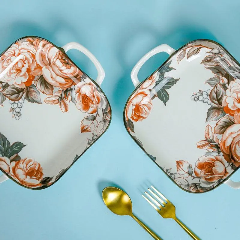 Maduva Floral Square Platter - Set Of Two media 5