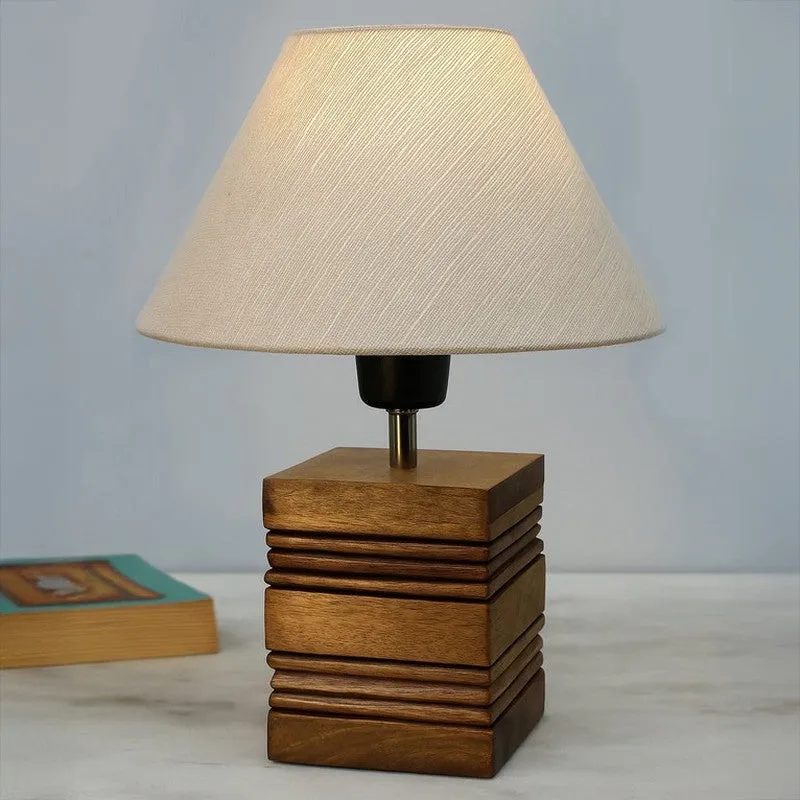 Perry Cube Fabric Table Lamp - Brown,Beige media 1