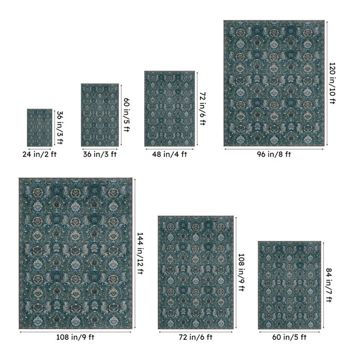 Daniyar Ethnic Carpet - Dark Green - 13
