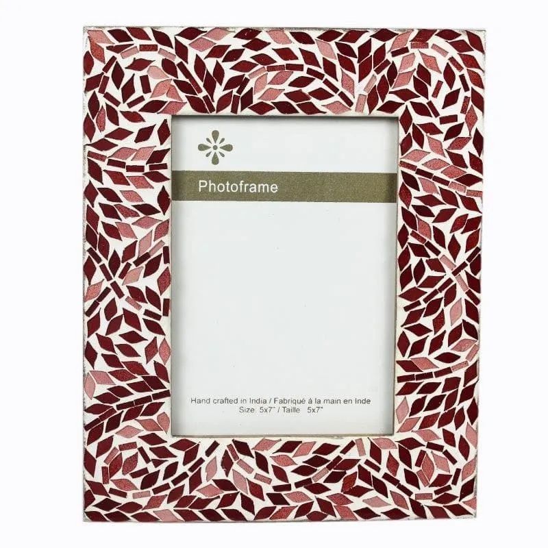 Mosaic Leafies Photo Frame - Maroon media 3