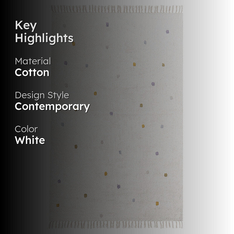 Polka Drops Tufted Cotton Area Rug - White, Multicolor media 2
