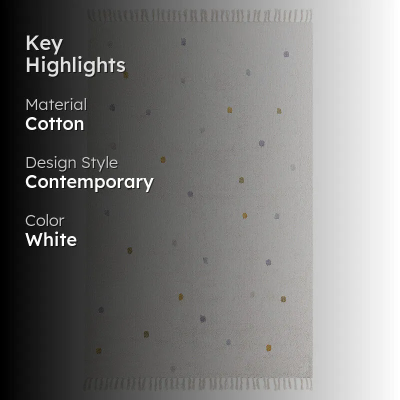 Polka Drops Tufted Cotton Area Rug - White, Multicolor - 2