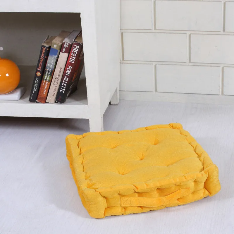 Roe Velvet Floor Cushion - Yellow media 1