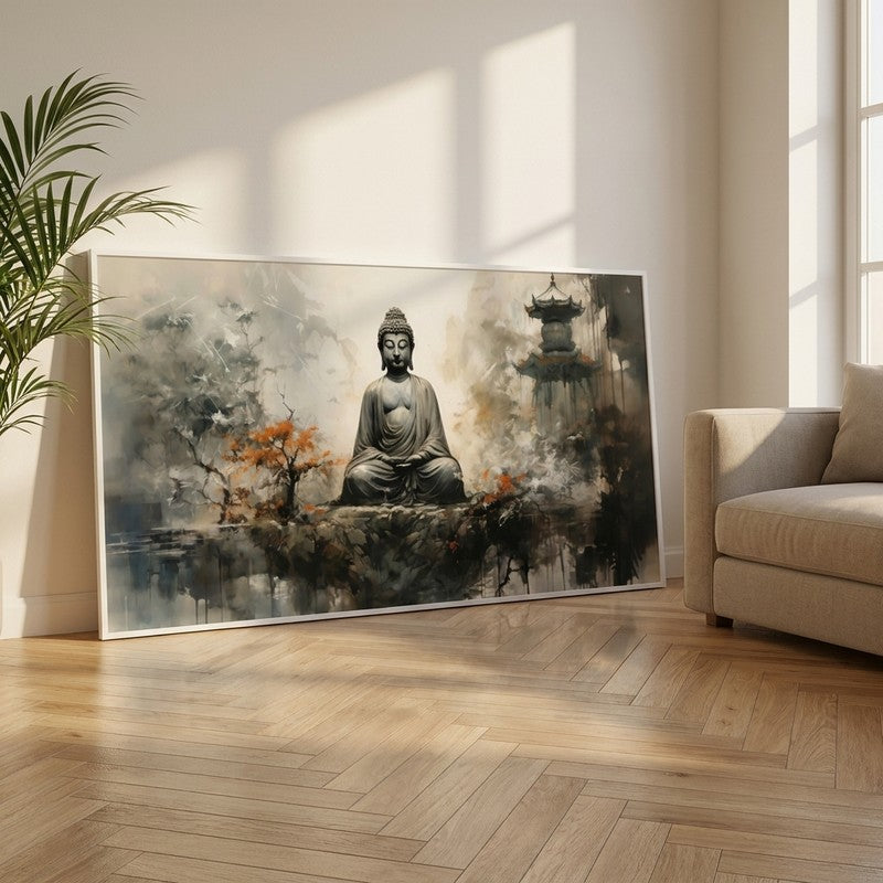Zen Serenity Buddha Canvas Wall Painting With Frame