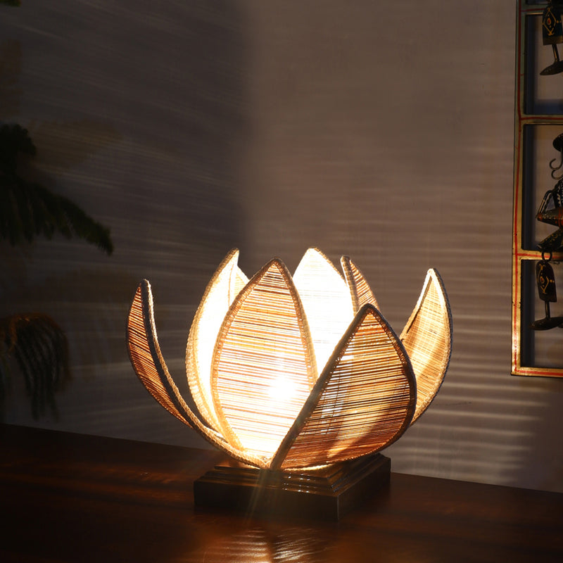Ornexa Bamboo Rose Edge Table Lamp - Beige