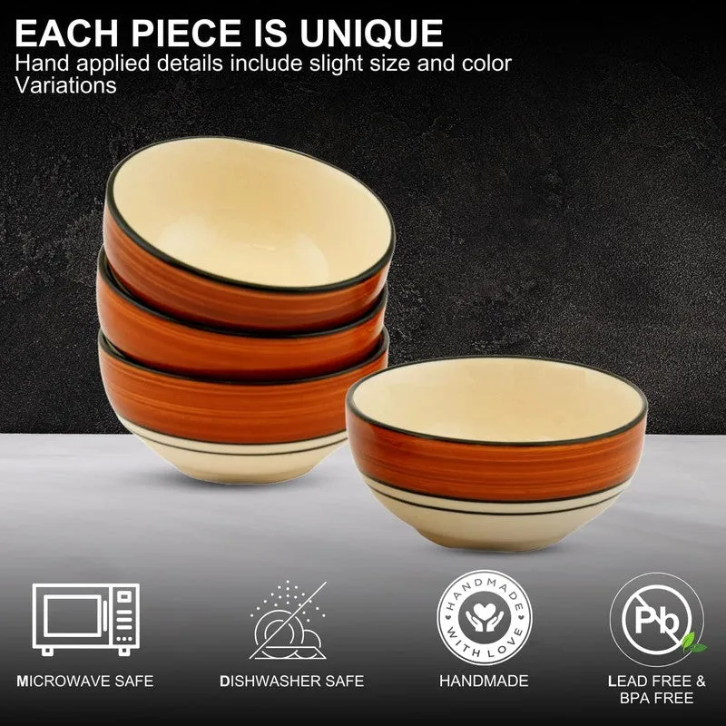 Savora Ceramic Snack Bowls (Brown, 180 mL Each) - Set Of Four media 7
