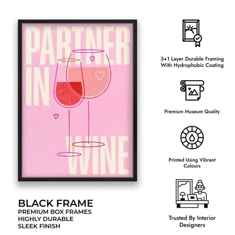Partner In Wine Archival Canvas Wall Art - Black media 9