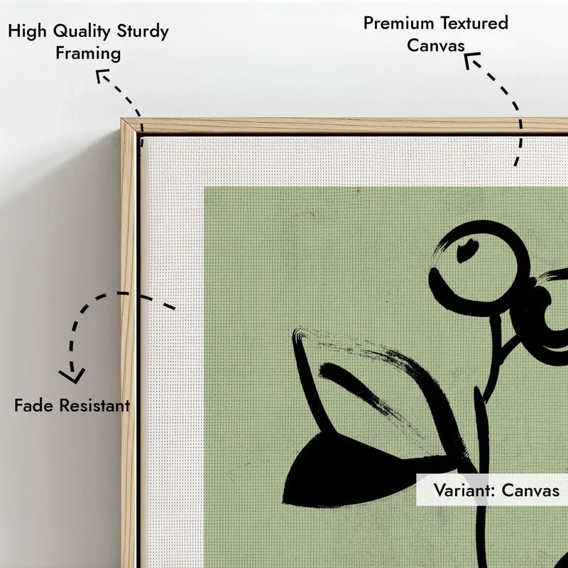 Floral Silhouette Canvas Wall Painting With Brown Frame media 7