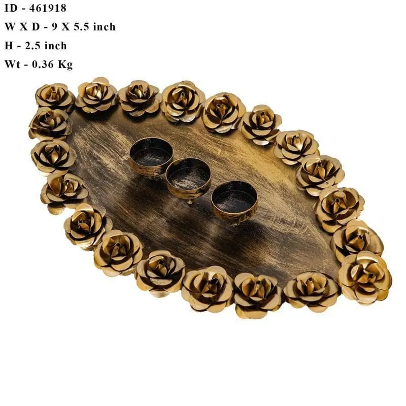 Antique Pooja Thali With Diya Holder media 5