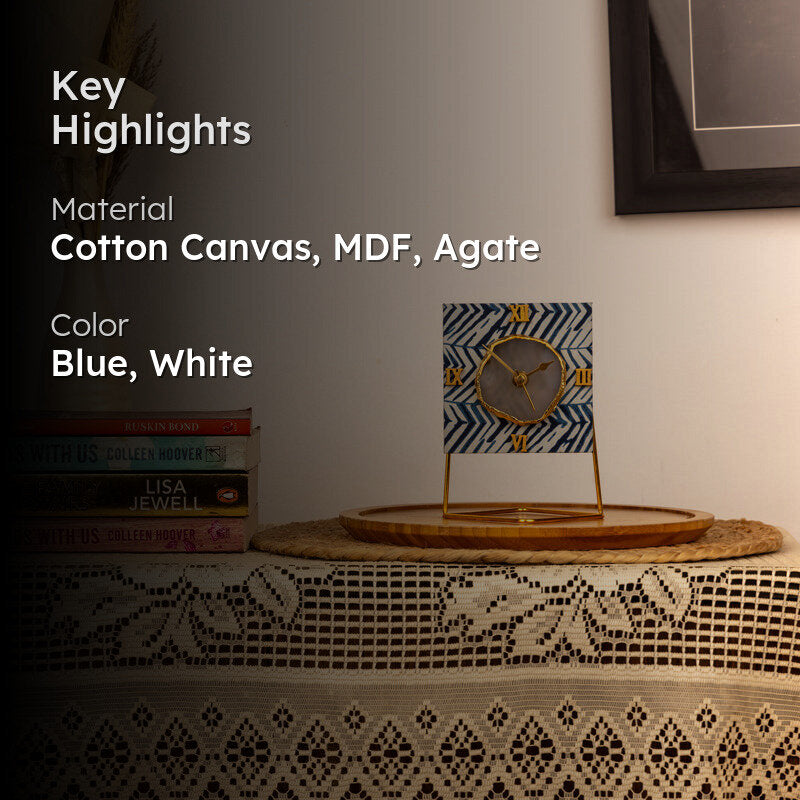 Azure Chevron MDF Clock - Square media 2