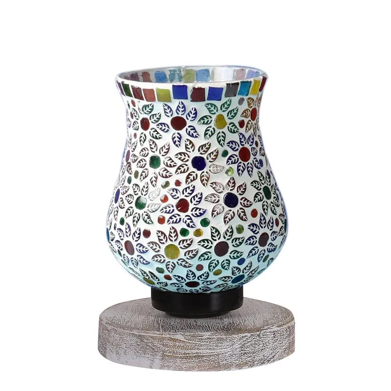 Lumlin Mosaic Glass Table Lamp With Wooden Base - Multicolor media 5