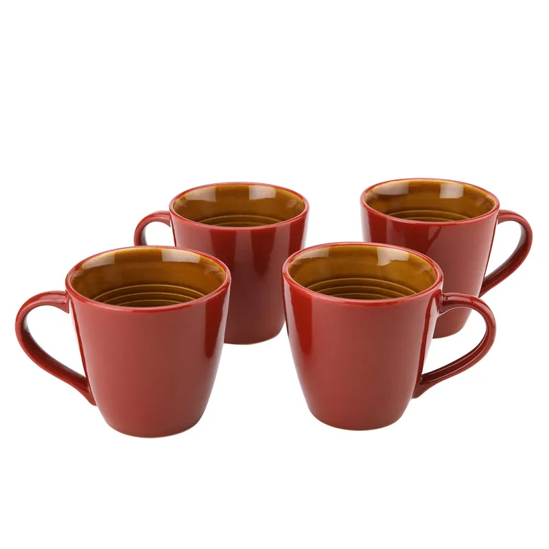 Karvaa Ceramic Coffee Mug (Red/350 mL Each) - Set Of Four media 3