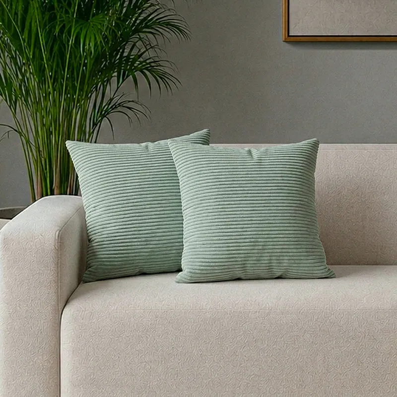 Lost In Lisboa Solid Cotton Cushion Cover (Grey) - Set Of Two media 1