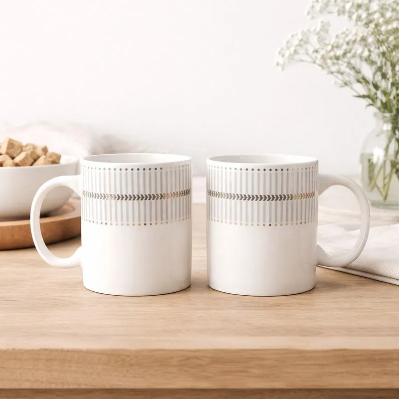 Cafe 24k Gold Brushed Porcelain Coffee Mug (350 mL Each) - Set Of Six media 3