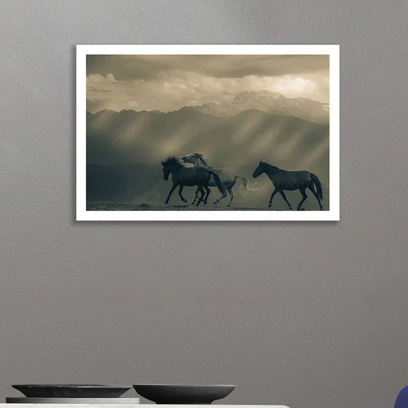 Equine Silhouette Wall Art with White Frame media 1