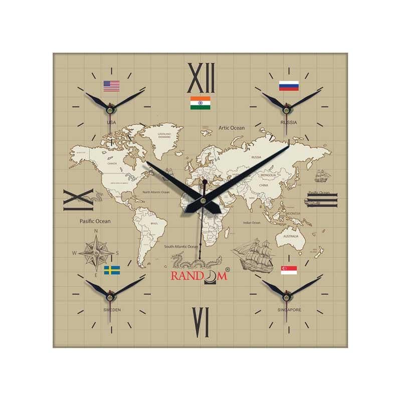 Around The World In 24 Hours Wall Clock - Beige media 3