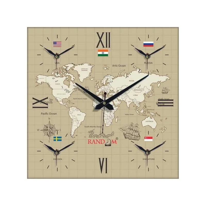 Around The World In 24 Hours Wall Clock - Beige media 3