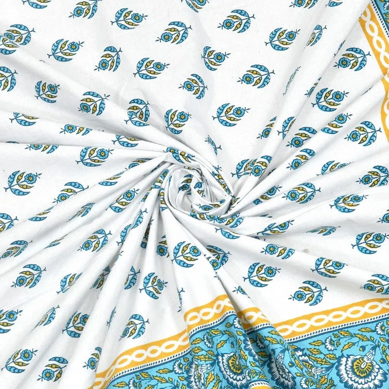Nestva Cotton Bedsheet (White,Green,Yellow) - 240 TC media 5