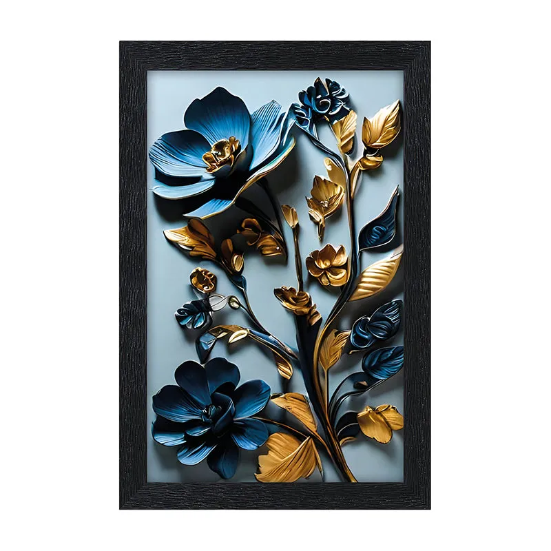 Indigo Flora Relief Wall Painting media 5