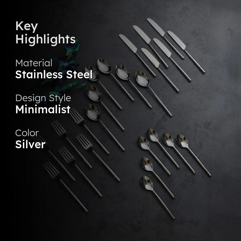 Lunaro Stainless Steel Cutlery Set (Silver) - Twenty Four Piece Set media 2