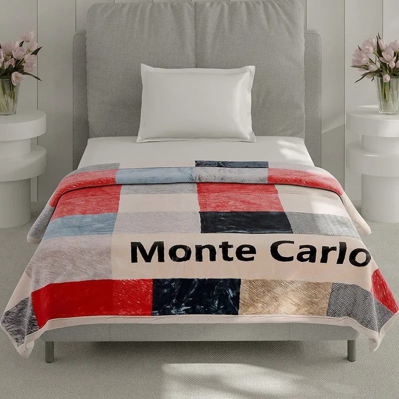 Monte Carlo Urban Color Block Blanket (Red,White) - 597 GSM media 3