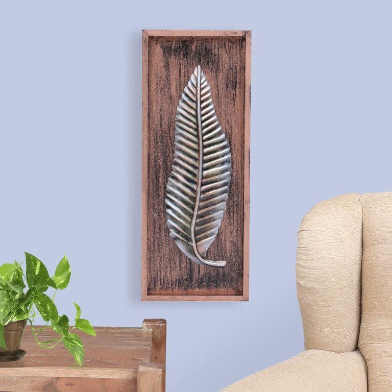Twisty Leaf Metal Wall Accent with MDF Frame