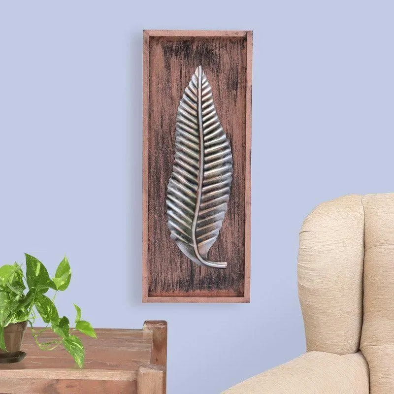 Twisty Leaf Metal Wall Accent with MDF Frame media 1