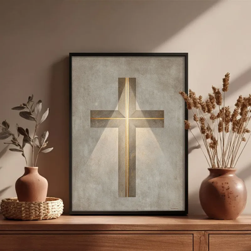 Holy Cross Glow Wall Painting With Black Frame media 4