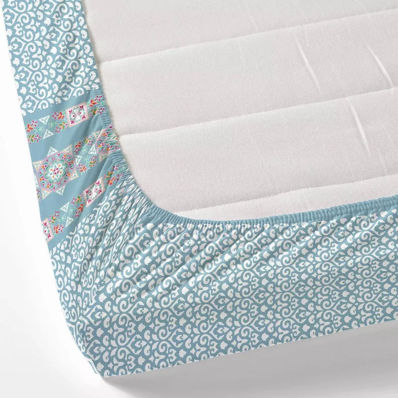 LuxeHaven Cotton Bedsheet (Blue) - 180 TC media 4