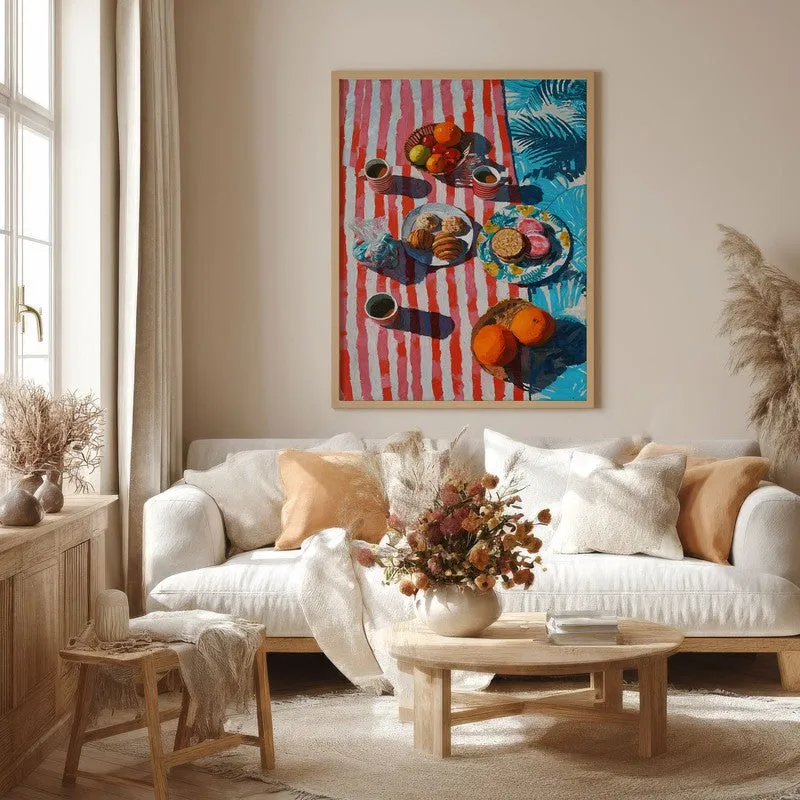 Harbor Brunch Canvas Wall Painting - Brown Frame media 4