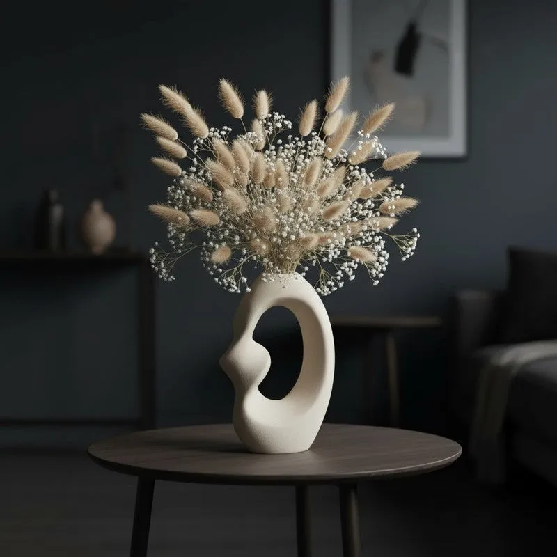 Solune Minimal Stem Ceramic Vase - Ivory media 4