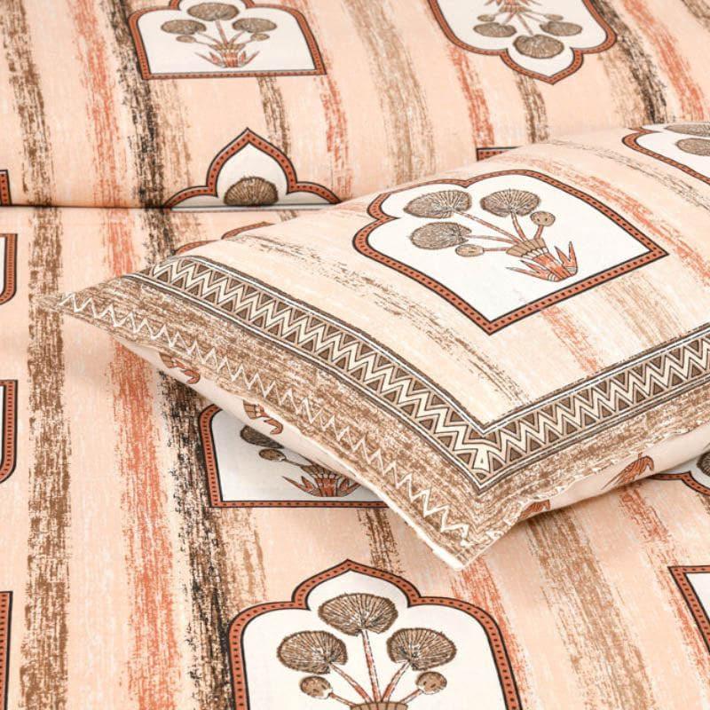 Imperial Blooms Cotton Bedsheet (Orange) - 120 TC media 4