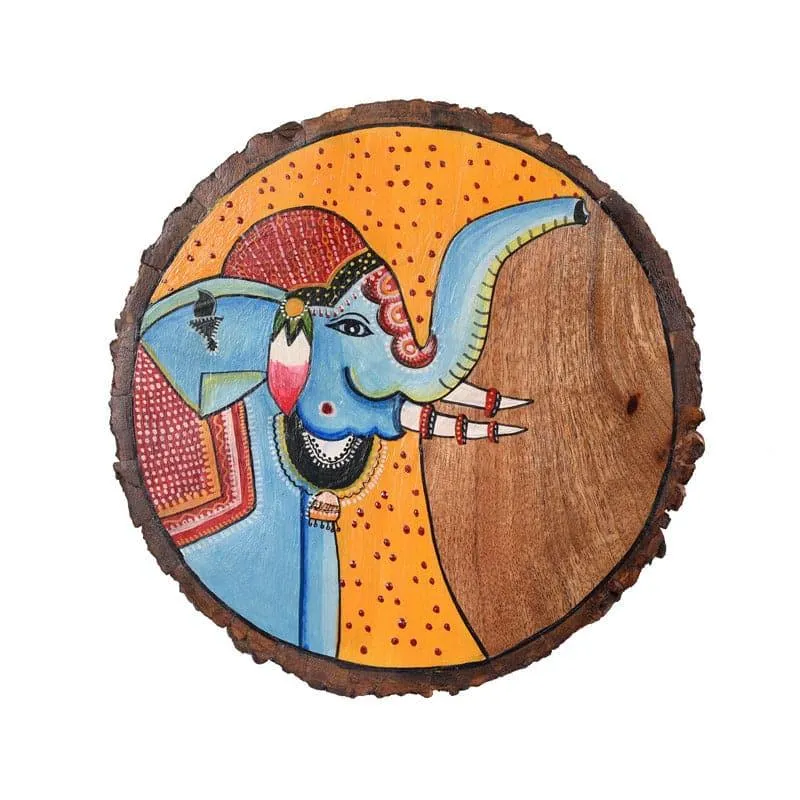 Gajendra Pichhwai Wooden Wall Accent media 3