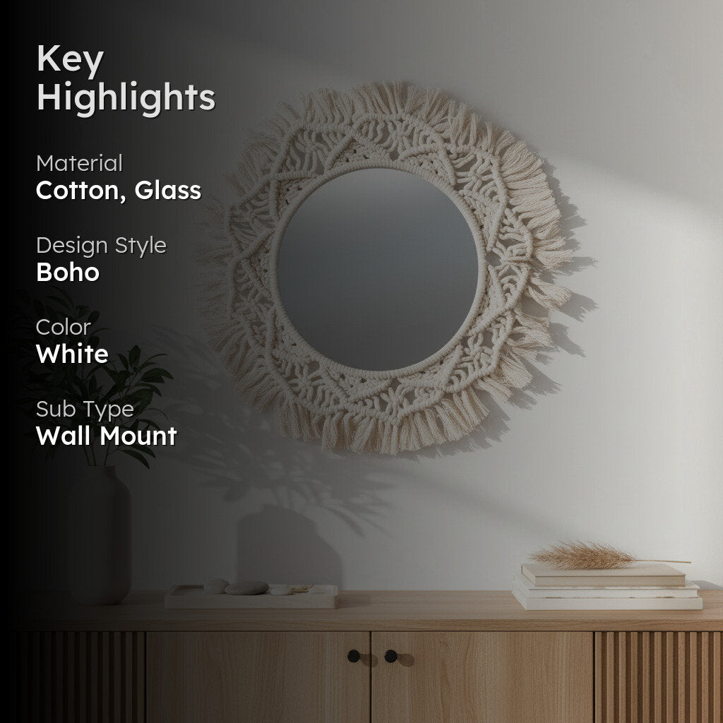 Vevian Macrame Wall Mirror media 2