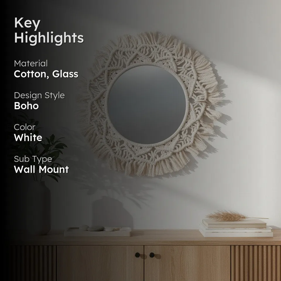 Vevian Macrame Wall Mirror media 2