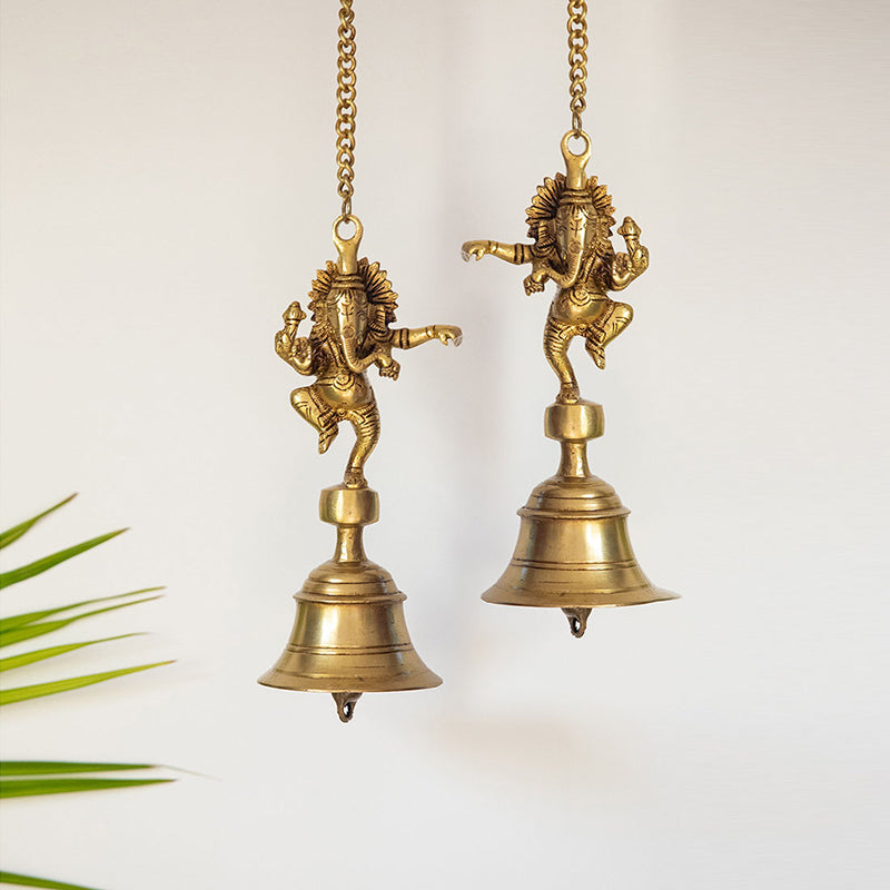 Nritya Ganapati Brass Hanging Bell - Set Of Two