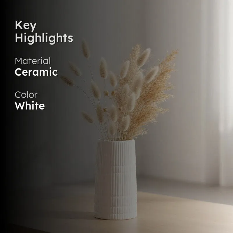 White Ridge Textured Ceramic Vase media 2