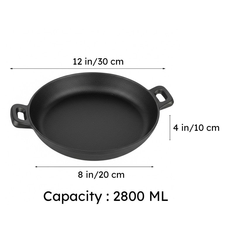 Solara Cast Iron Round Kadhai Without Lid - 2800 mL/12 Inch media 11