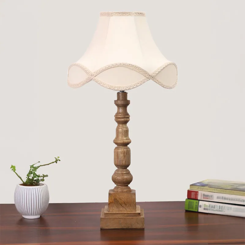 Valencia Arc Arbor Wooden Table Lamp - Off White,Brown media 3