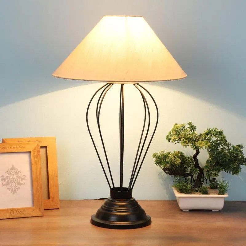 Marama Maximus Fabric Table Lamp - White,Black media 1