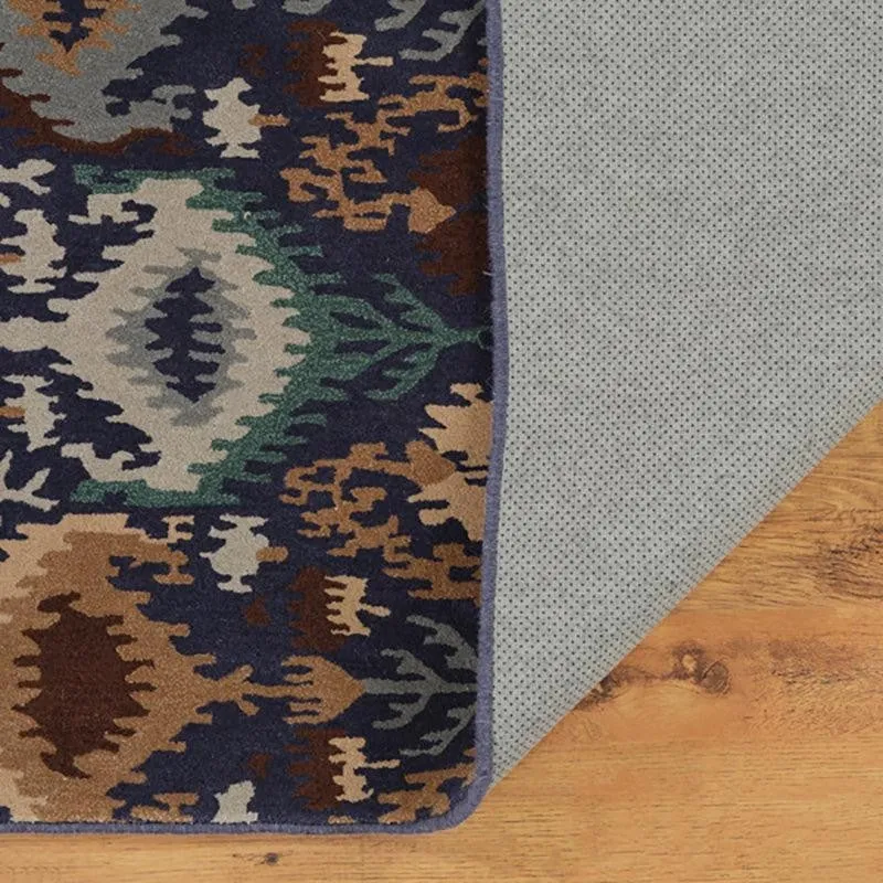 Saruman Hand Tufted Ethnic Wool & Nylon Carpet - Navy Blue media 6