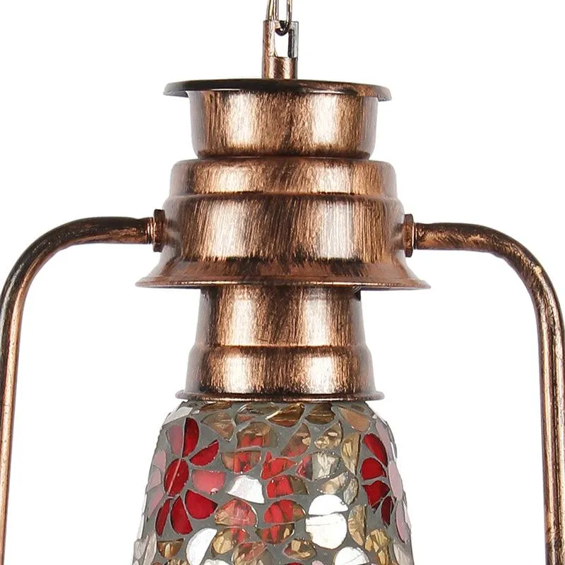 Phoolkari Mosaic Metal Lantern Glass Ceiling Lamp - Copper media 3