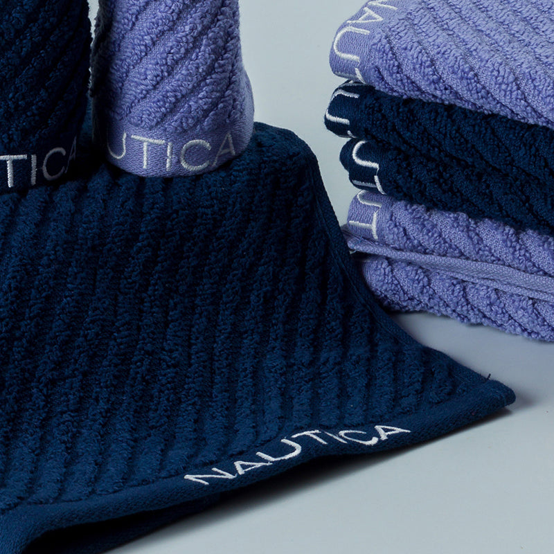 Nautica Riviera Soft Cotton Face Towel (Navy Blue & Light Blue) - Set Of Eight media 3