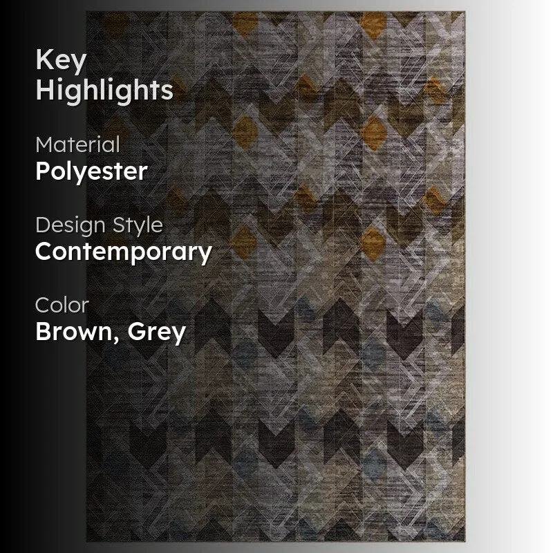 Geometric carpet with highlighted material, style and colour details
