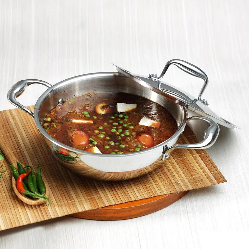 Vinod Stainless Steel Kadhai With Lid- 2500 mL/13 Inches media 1