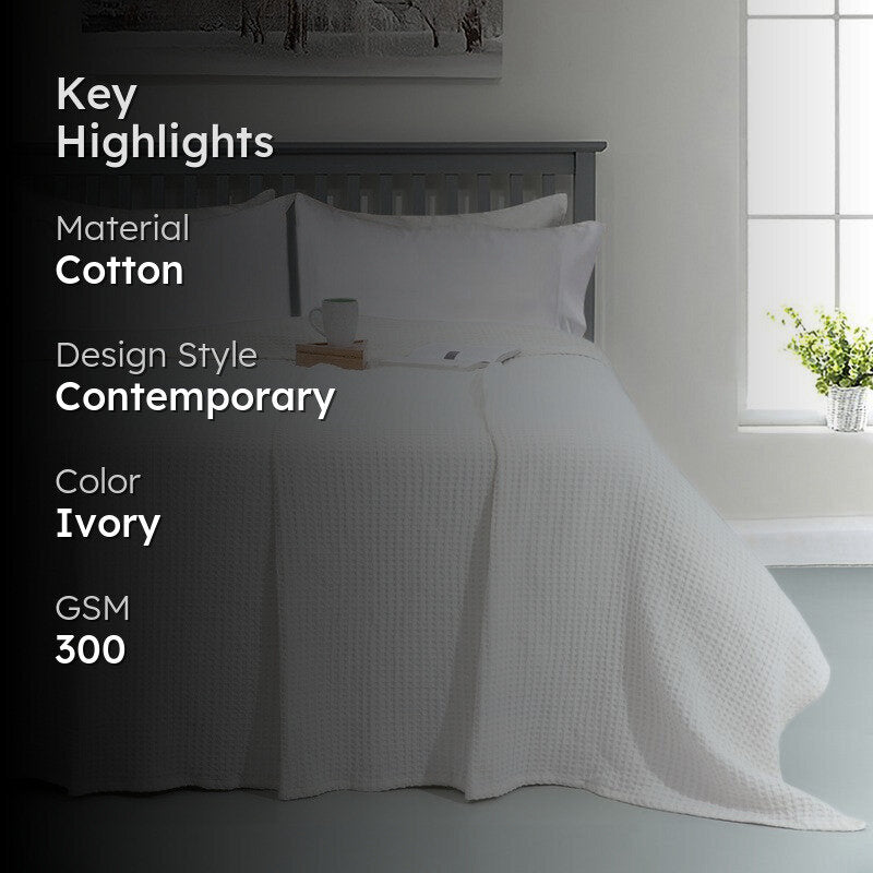 Axitra Wafel Weave Cotton Blanket - WHite media 2