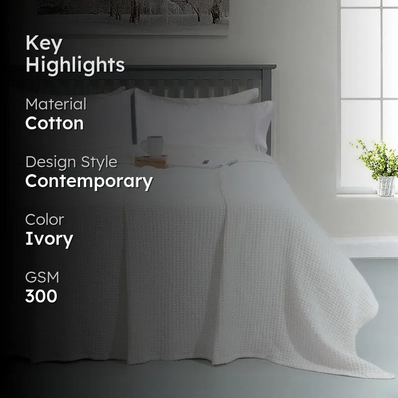 Axitra Wafel Weave Cotton Blanket - WHite media 2