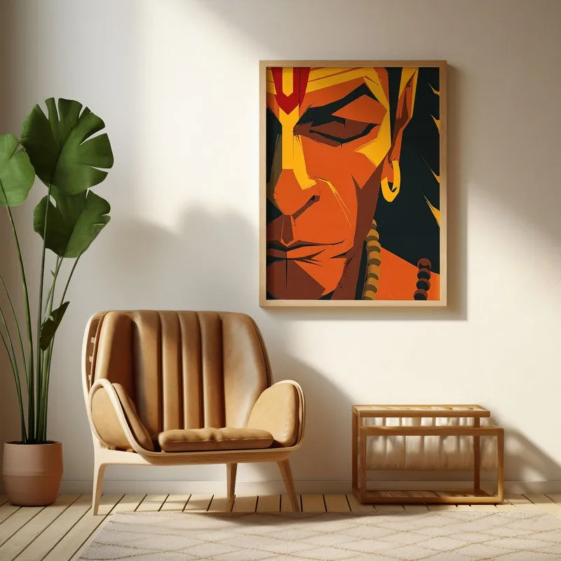 Powerful Bajrangbali I Archival Paper Wall Art - Natural Brown Frame media 1